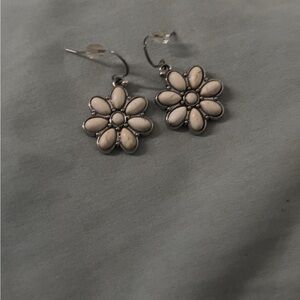 small white western dangly earrings